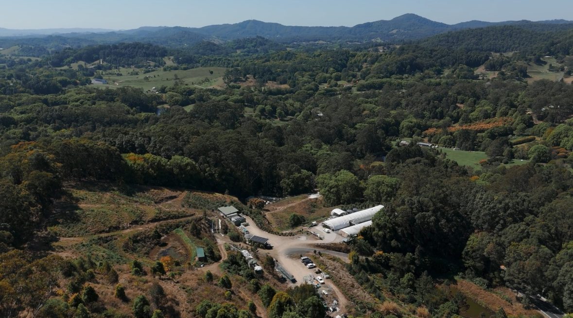 Aerial view of the farm at Stokers Siding
